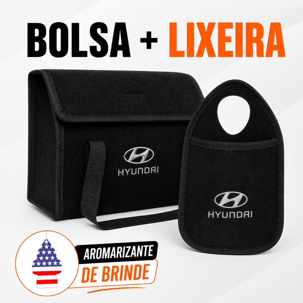 Kit Organização Automotiva: Bolsa de Ferramentas + Lixeira Premium (Com Aromatizante Brinde) Hyundai