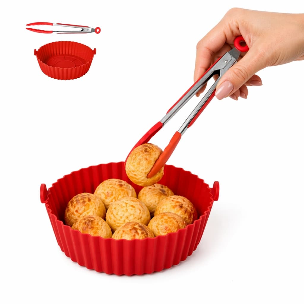Kit Air Fryer Silicone Forma de Silicone Air Fryer com Pegador Pinça Culinário Carne Kit Cozinha