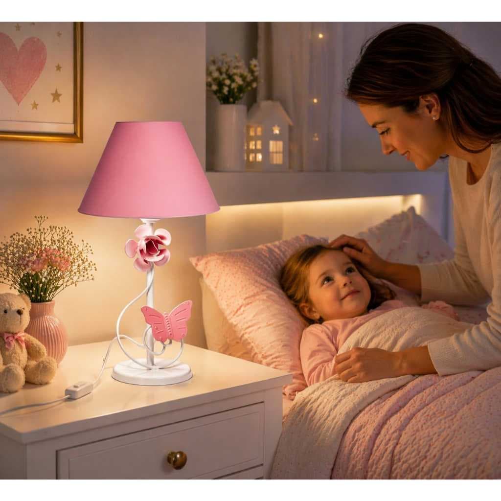 Abajur Infantil Borboleta Flor Decoração Quarto de Bebê