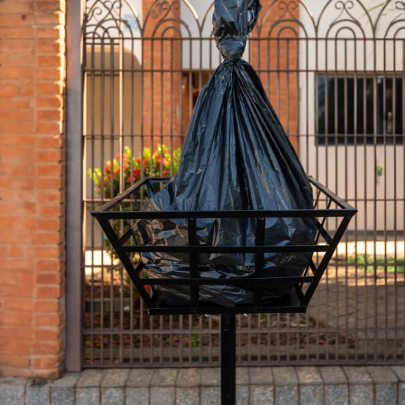 Lixeira de Calçada Aço Externa Rua Durável Coluna Pedestal