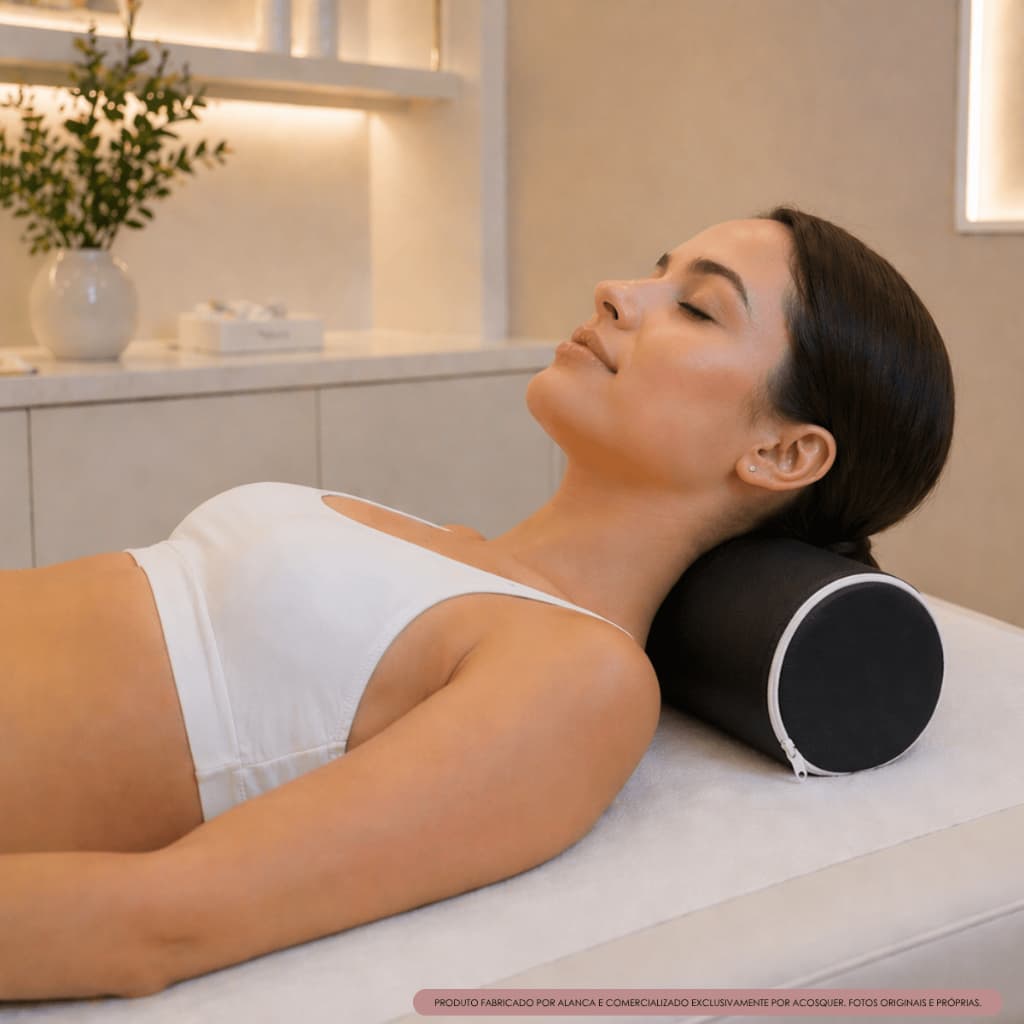 Rolo posicionador ortopédico 10cm x 40cm para fisioterapia exercício massagem descanso e apoio capa removível