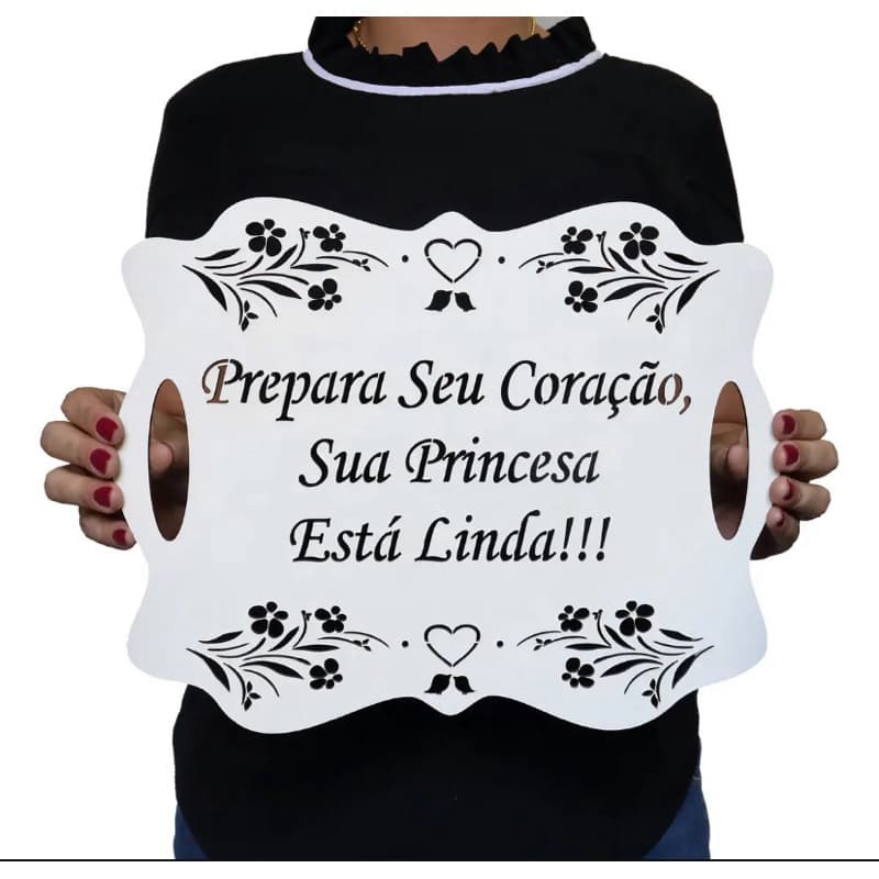 Placa Decorativa em MDF 3mm Branco com Corte a Laser 30x23cm