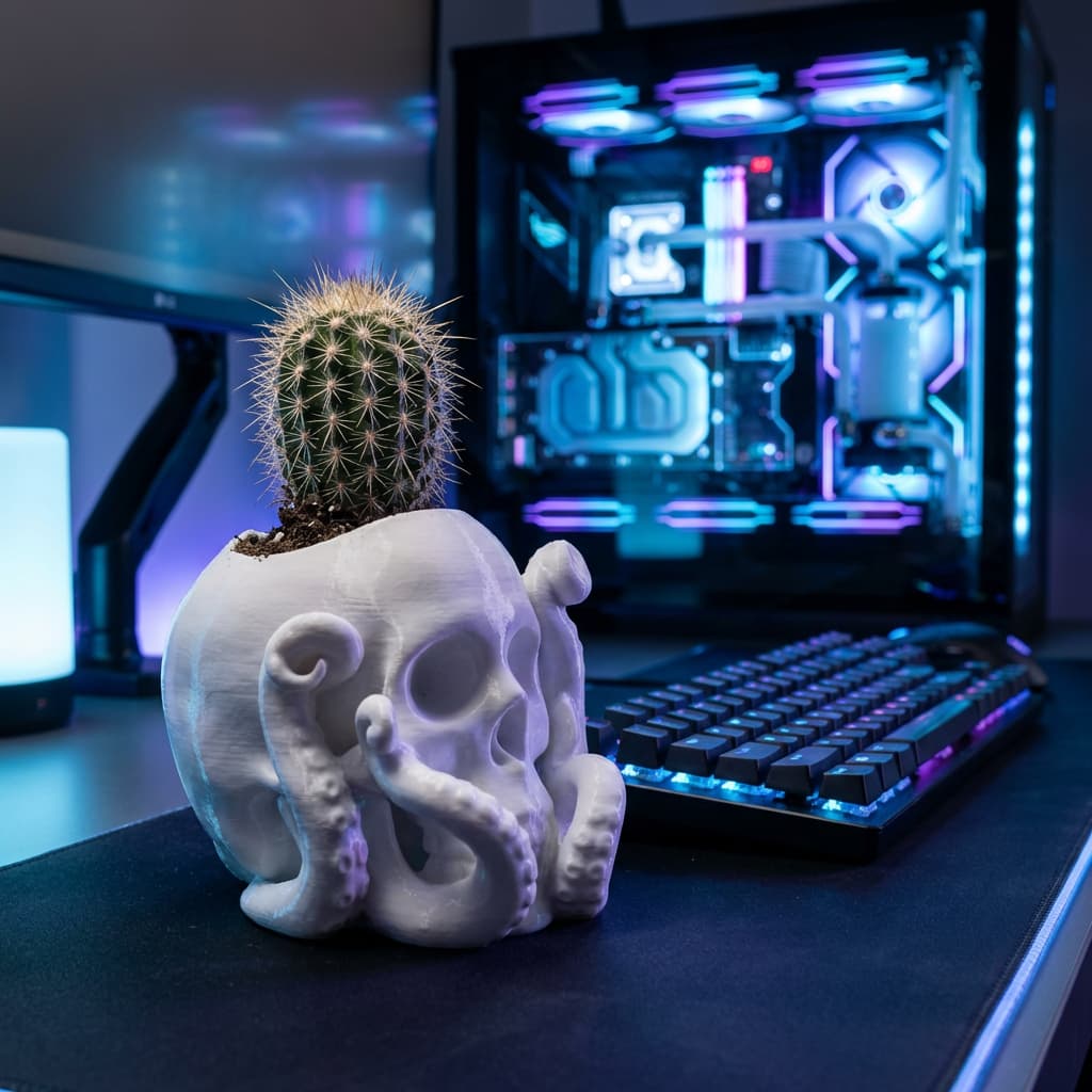 🪴🔥 Vaso Decorativo Caveira com Tentáculos - p/ Suculentas e Cactos Estilo Exclusivo