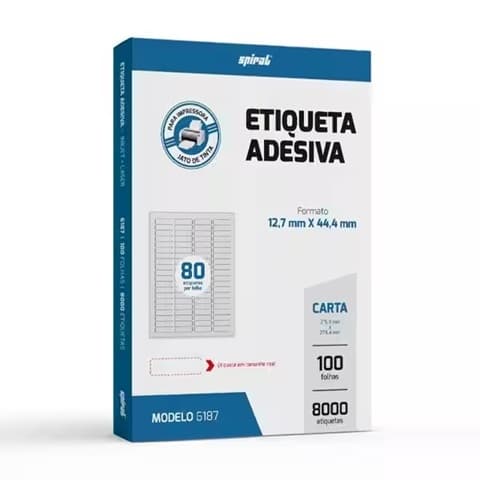 Etiqueta ink-jet/laser Carta 12,7x44,4 6187 Spiral PT 8000 UN