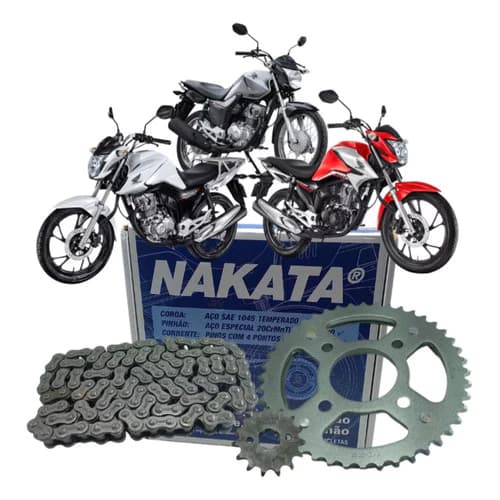 Kit Relação Tração Transmissão S/Retentor Cg Titan Fan 160 2016 a 2026 Original Nakata