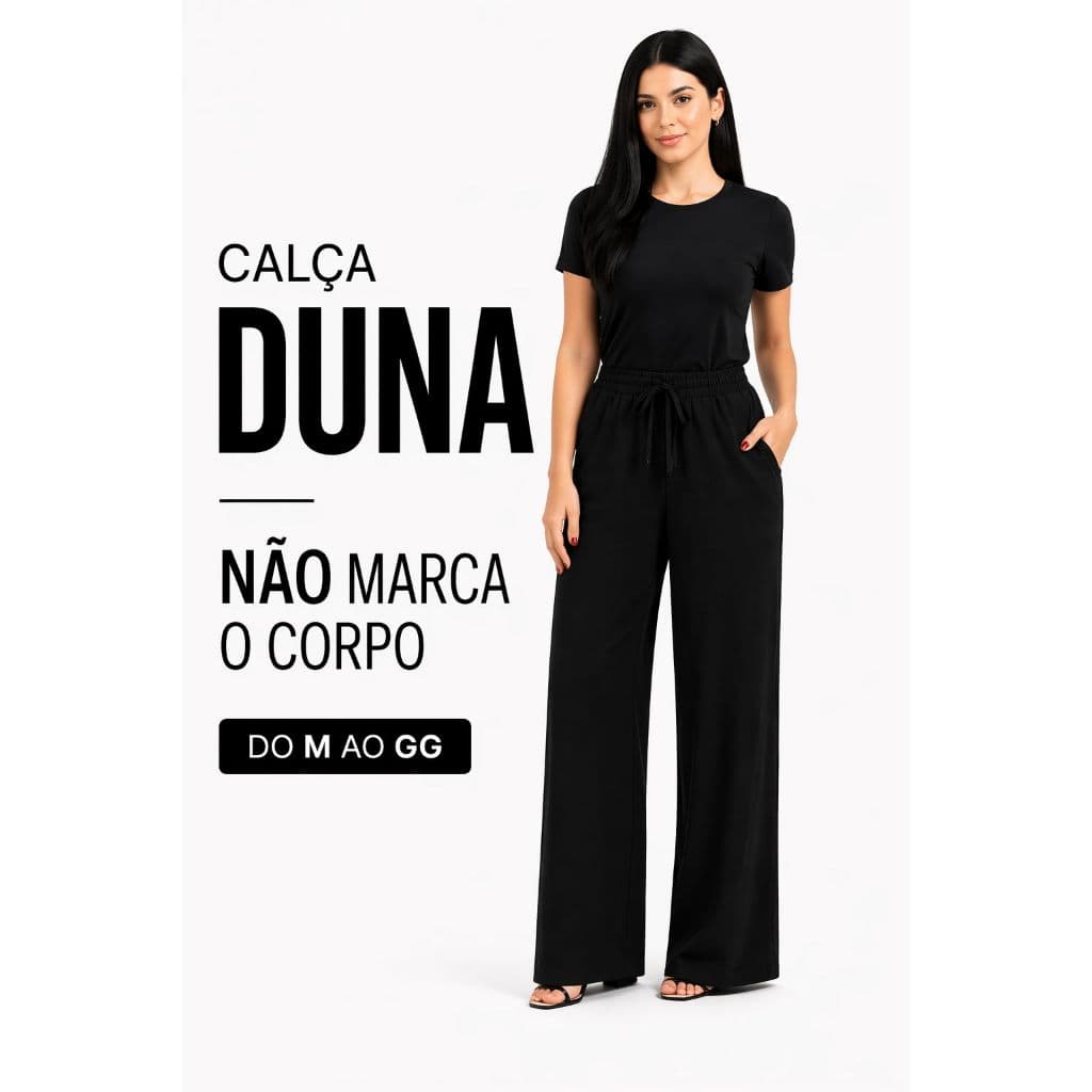 Calça Pantalona Feminina Cintura Alta Com Bolso Tecido Dunas Tendencia 2026 do P ao GG