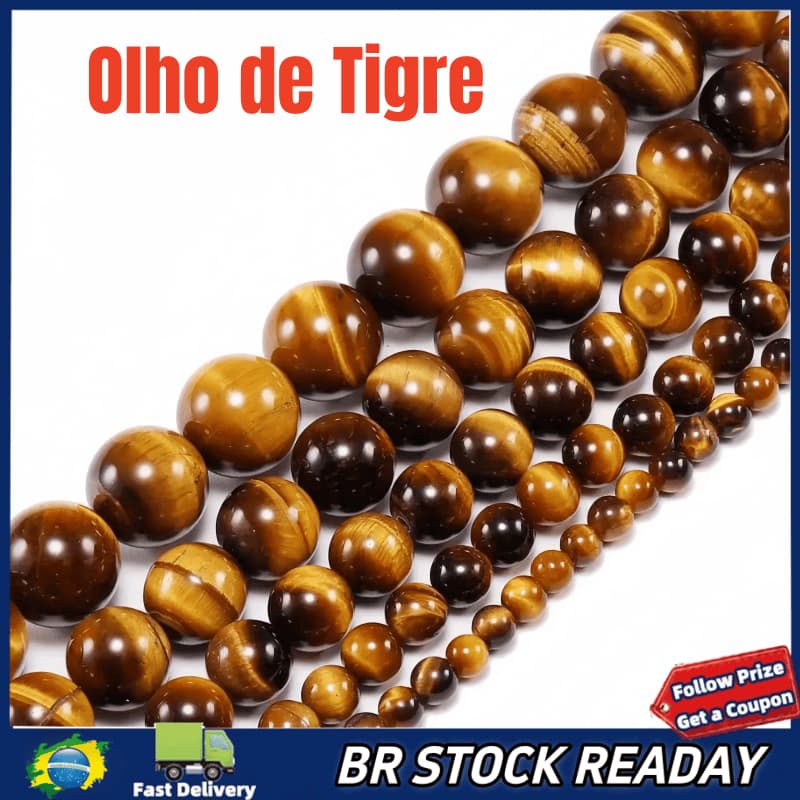 ✅[BR Seller]Fio De Pedra Olho De Tigre 4mm/6mm/8mm/10mm - 40Cm