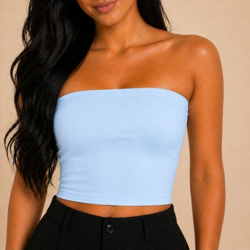 BLUSA FEMININA CROPPED TOP TUBO SUPLEX TOMARA QUE CAIA AJUSTE CORPO MODA