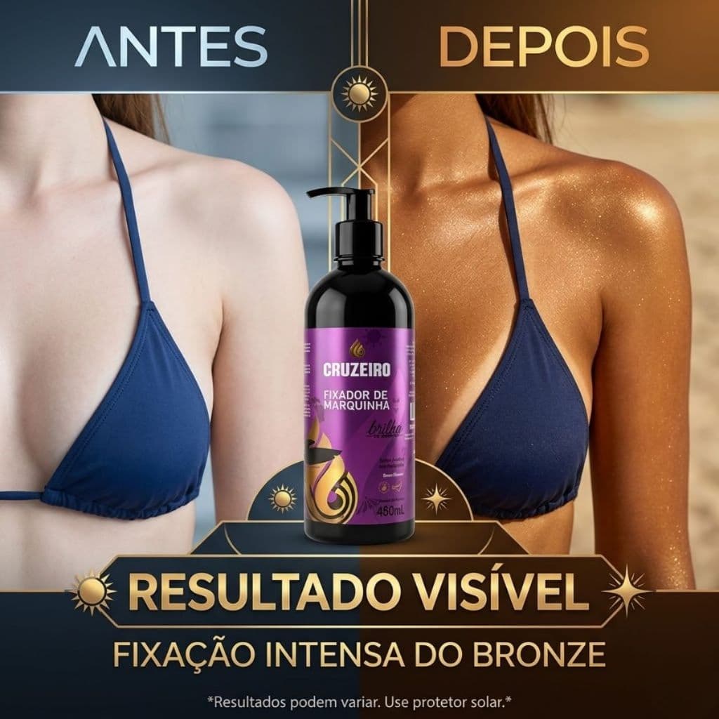 3 UND Fixador De Marquinha Cruzeiro 480ml - Bronzeamento Natural ao Sol uso Profissional