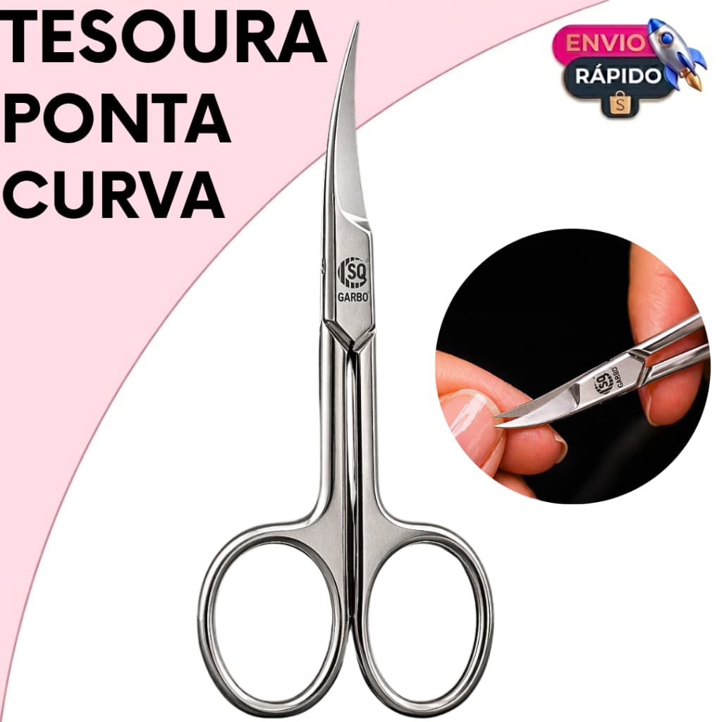 Tesoura Unha Ponta Curva Aço Inox Profissional Corte Preciso Suave Manicure