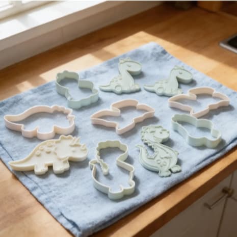 Kit 4 Cortador Marcador Carimbo Biscoito Infantil Dinossauro Massinha Pasta Americana forminhas