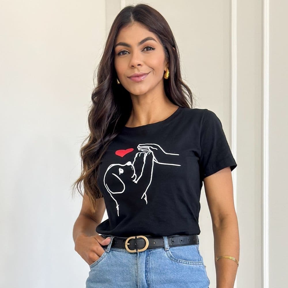 T-shirt Feminina Estampada Los Angeles Preta Love Dog Feminina100% Algodão Moda Premium Verão