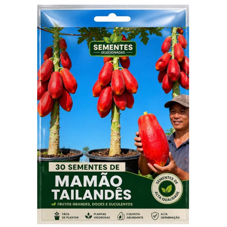 Mamão Tailandês Red doce e saboroso alta produção com 30 Sementes