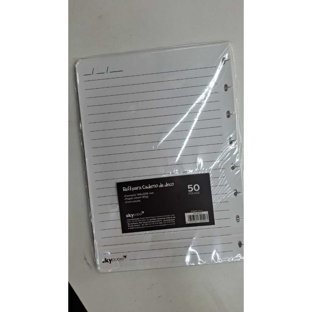 Refil para caderno de 8 discos  - 50 folhas com pauta