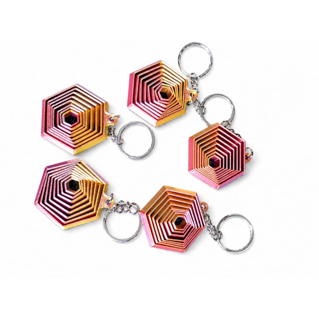 Kit Chaveiro  Hexagonal Giratório Antiestresse Presente Criativo Promocional