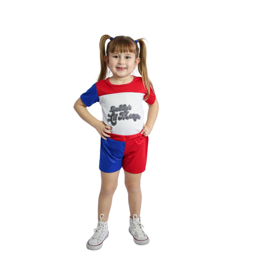 Fantasia Infantil Arlequina Simples Menina 2 a 10 Anos Carnaval Halloween Festa Roupa Temática