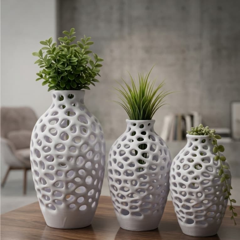Kit 3 Vasos Decorativo Vazado Estilo Moderno Design Elegante - Sala Mesa Decoração Minimalista