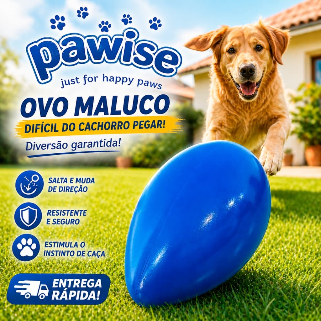 Brinquedo Mordedor Pawise Bola Ovo Maluco Resistente, Bola Infinita para pet cachorros Azul Cães