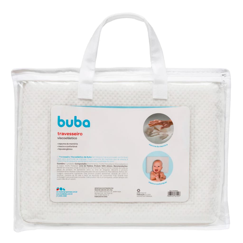 Travesseiro Viscoelástico Branco com Capa Buba