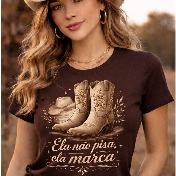 T-shirt Cowgirl Country Camiseta Moda Feminina Estilo Para Rodeio Cavalgada Rural