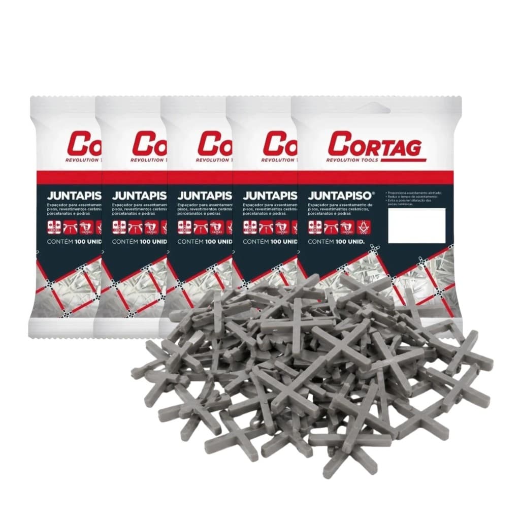 Kit 500 Espaçador Cruzeta Juntapiso Azulejo 2,0mm Cortag