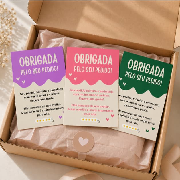 Panfletos Obrigada Pelo Pedido 10x7 | Agradecimento para Clientes | Diversas Cores