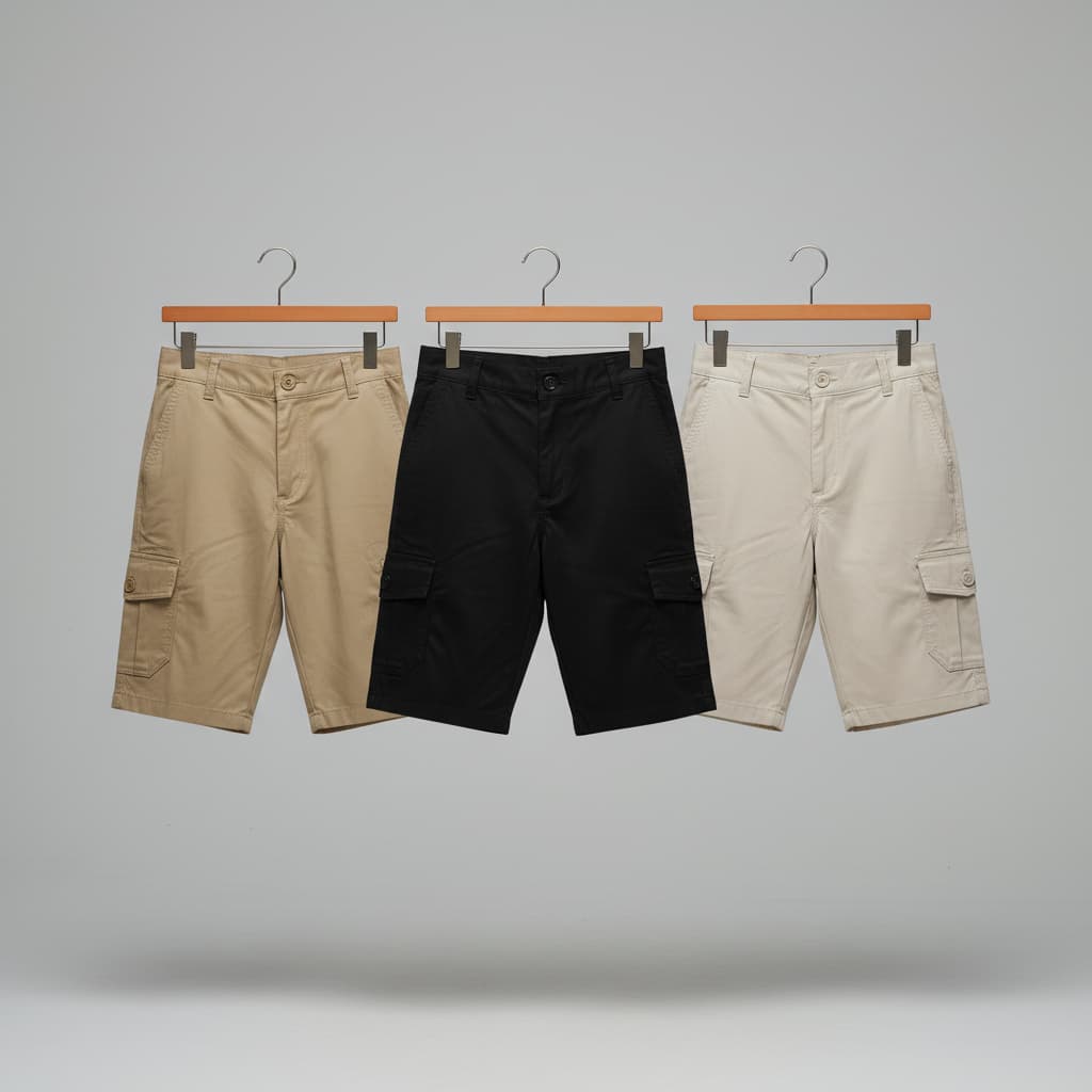 Kit 3 Bermuda Masculina Cargo Sarja Premium Short Com 6 bolsos Caimento Slim 100% algodão 38 ao 46