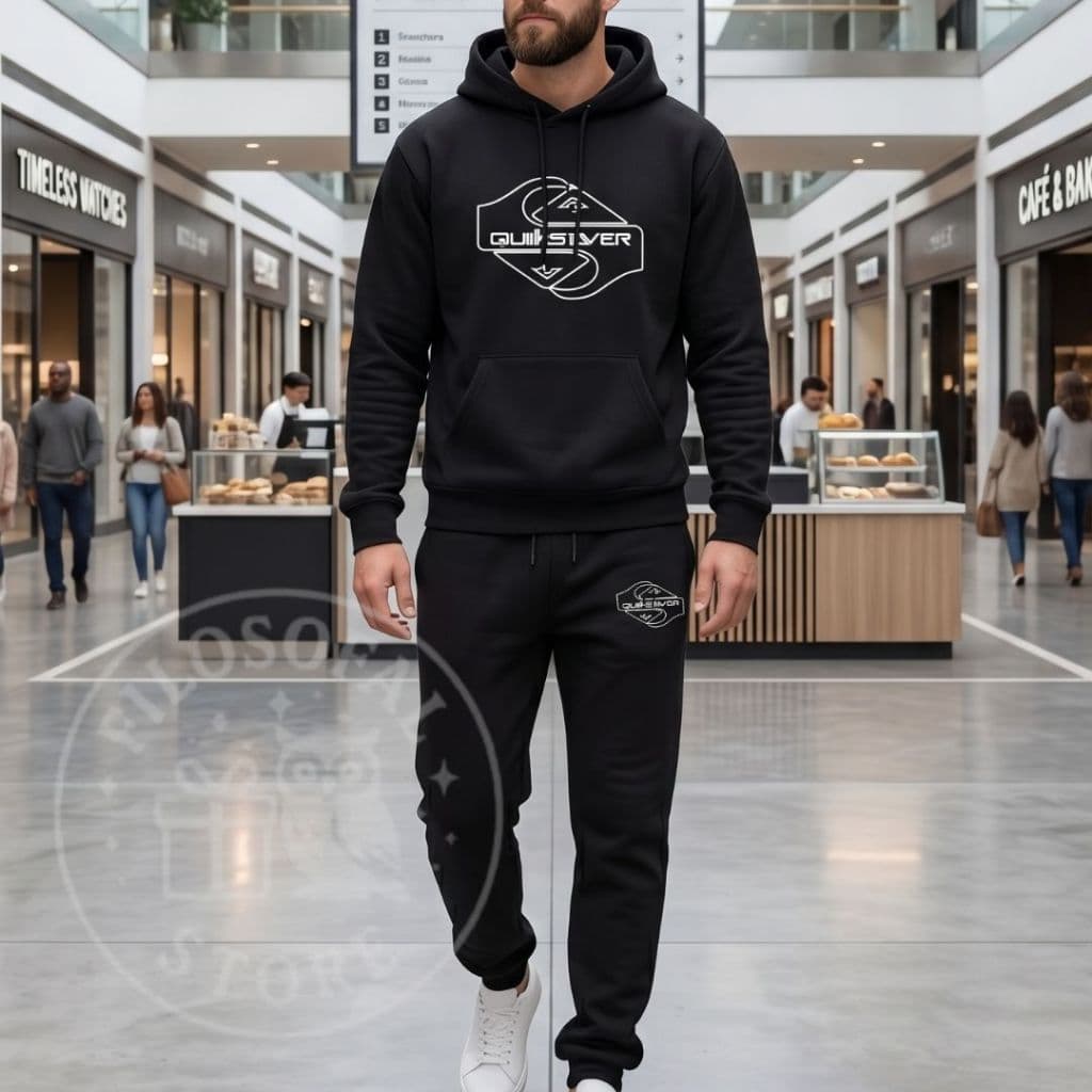 Conjunto Moletom Blusa de Frio Canguru + Calça Quiksilver Abrigo Masculino Feminino