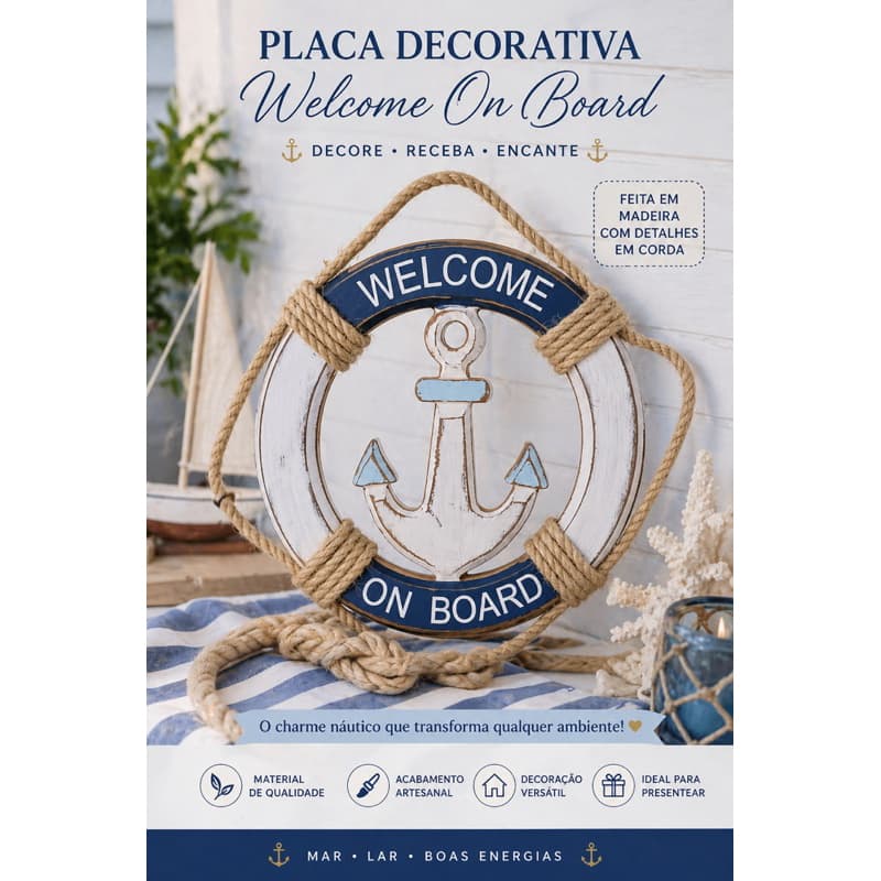 Pingente Decorativo Náutico Welcome On Board