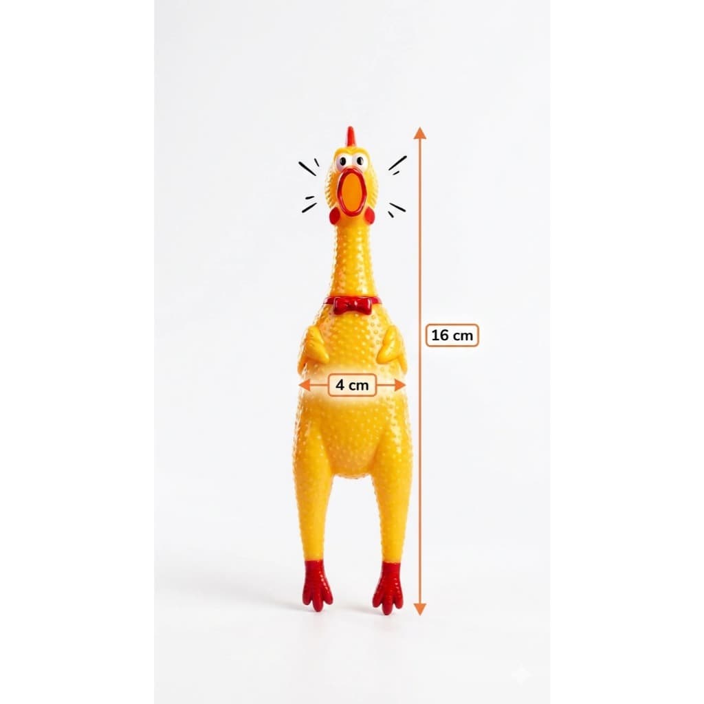 Galinha de Borracha Que Grita Brinquedo Pet Cães e Antiestresse - 16cm