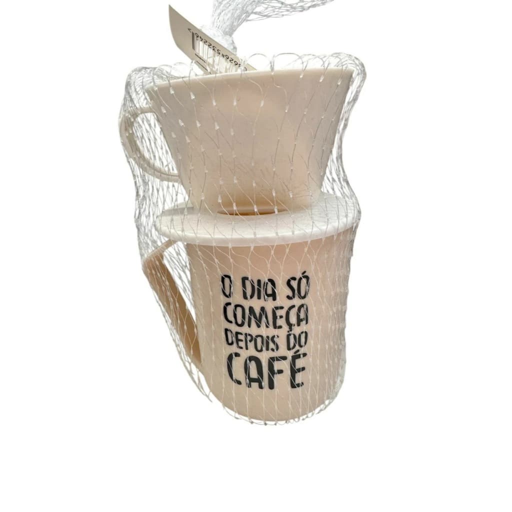 Caneca com Suporte para Café Individual – “O dia só começa depois do café”
