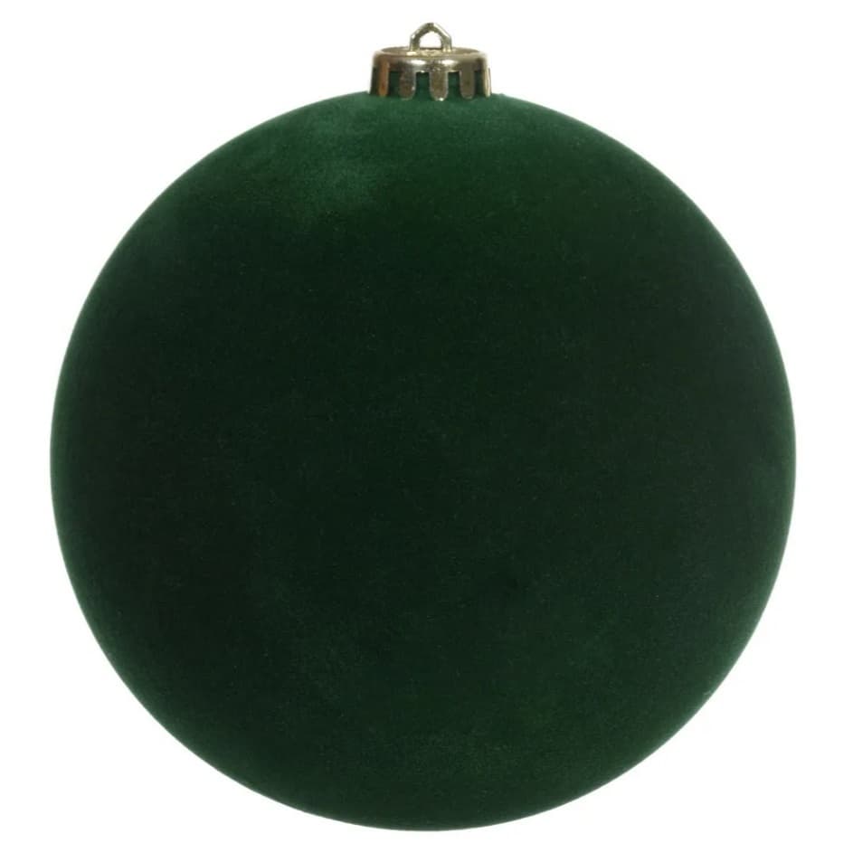 Bola De Natal Grande Veludo Verde 1 Unidade 15cm