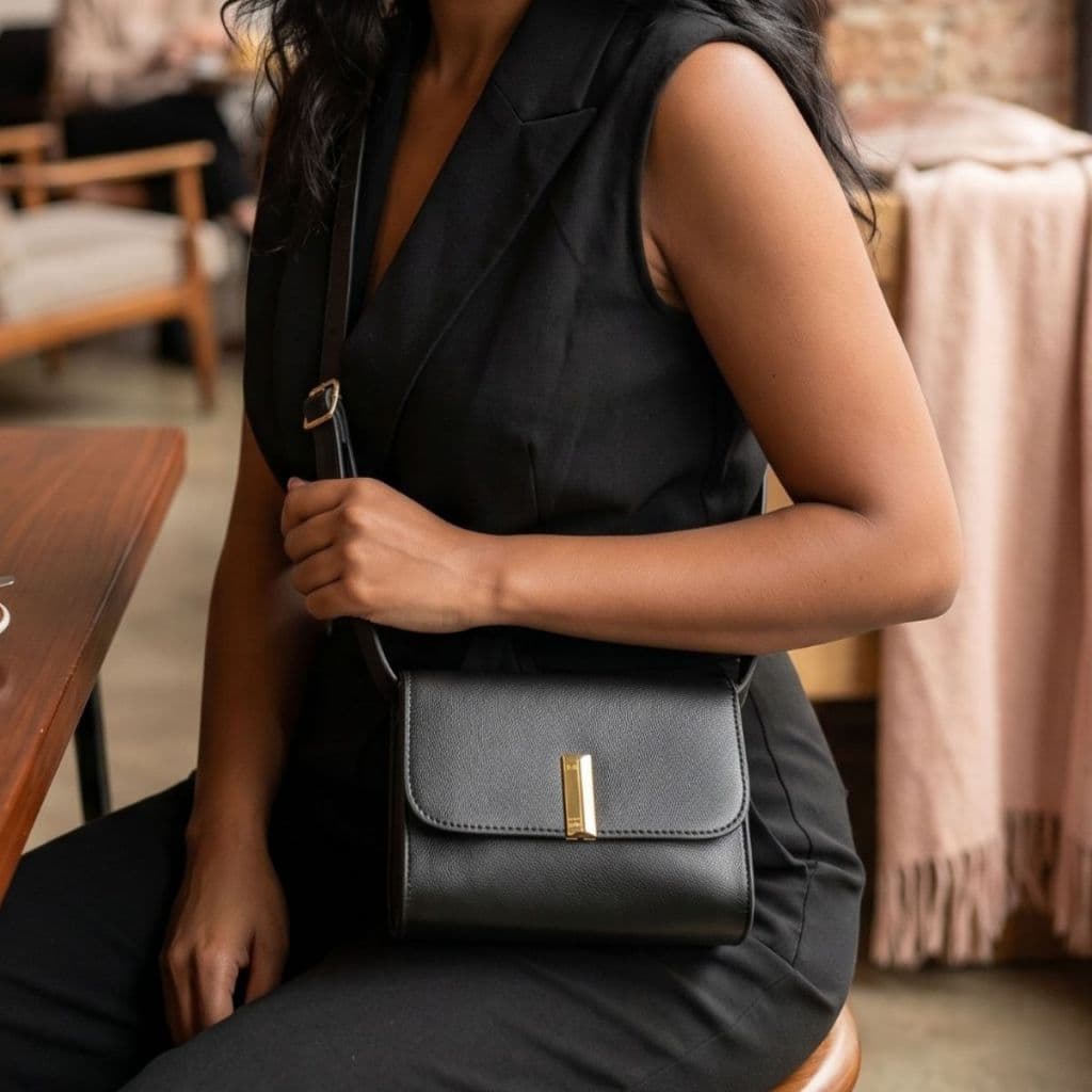 Bolsa feminina pequena transversal tiracolo casual preta estilosa Bolsa