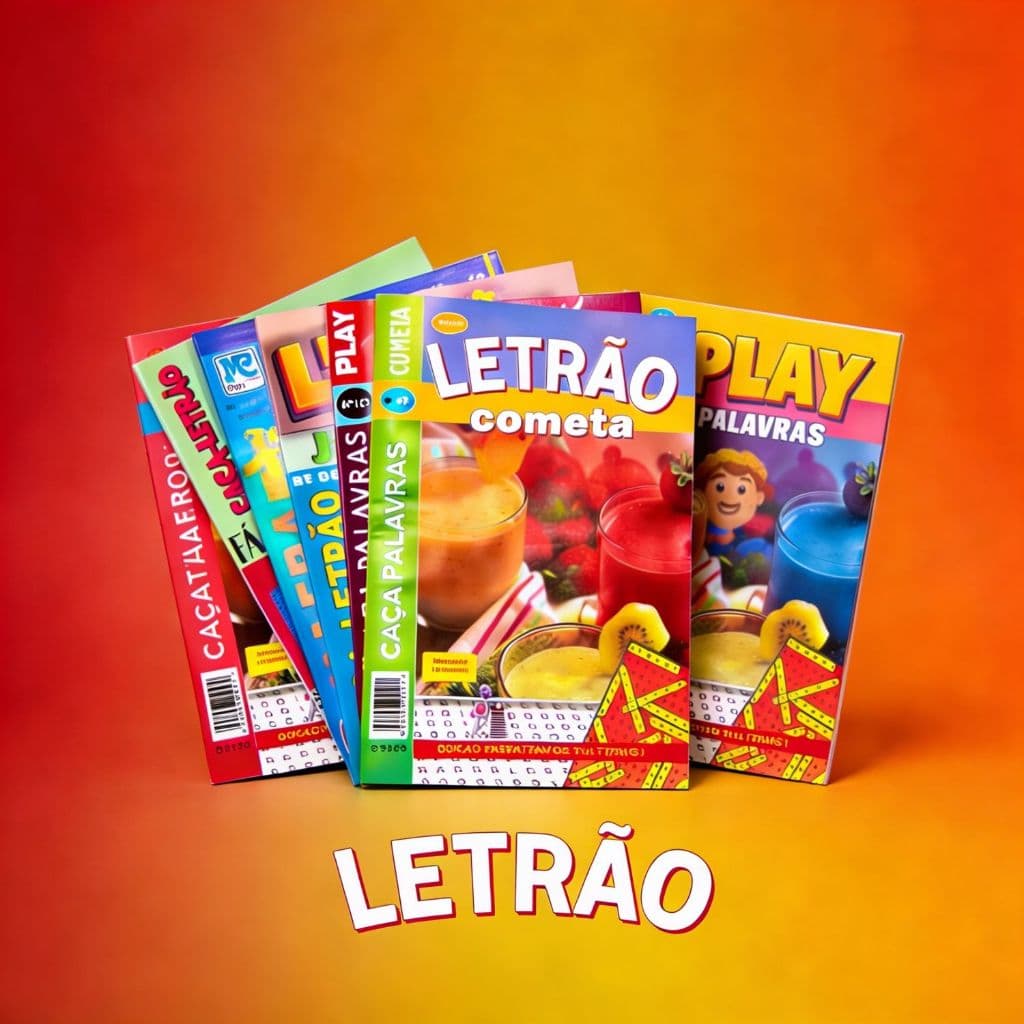 Kit com 20 Caça Palavras Letrão – Revistas Passatempos com Letras Grandes