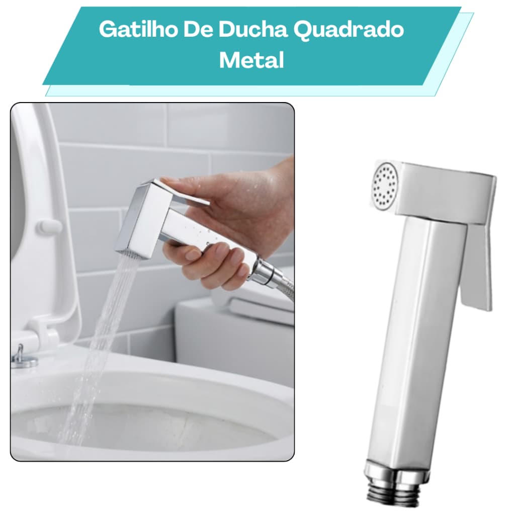 Gatilho Para Ducha Higiênica Metal Quadrado Cromado