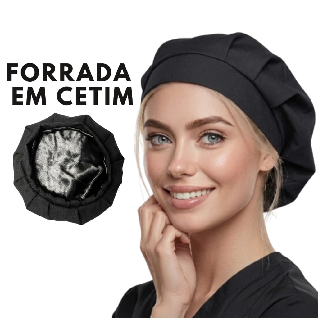 Touca Cirúrgica Com Forro de Cetim Anti-Frizz Profissional