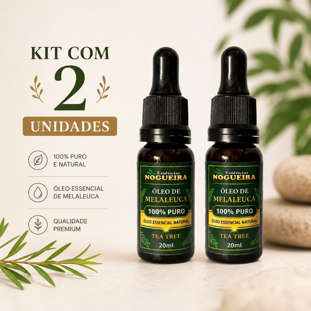 Kit 2 Óleos de Melaleuca 100% Puro e Natural  Tea Tree Oil Original para Pele, Cabelo e Unhas