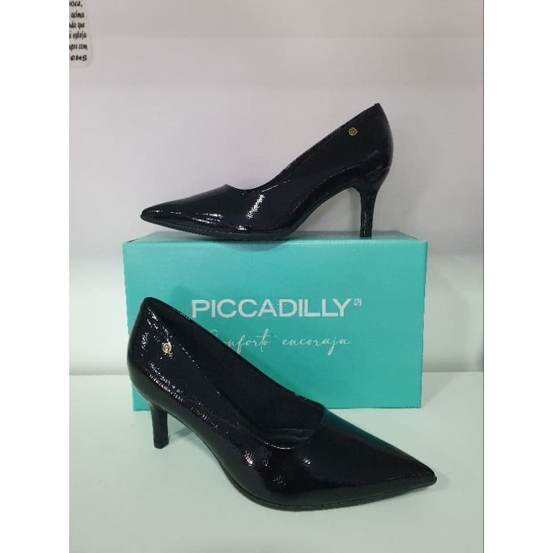 Piccadilly scarpin Carol Dieckmmann salto alto preto verniz gloss 367001