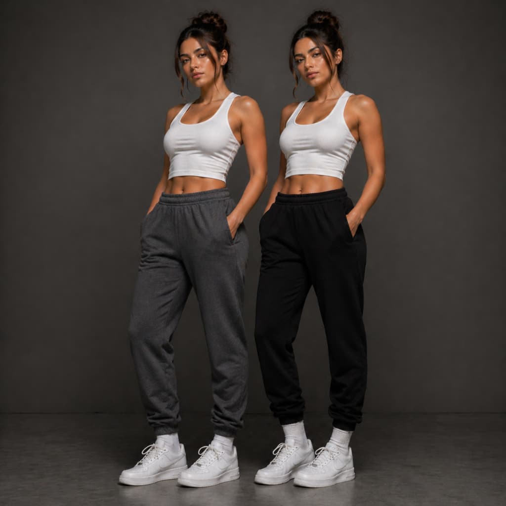 Kit 2 Calça Jogger Moletom Feminina Conforto Estilosa Comfy Cintura Alta Frio Outono e Inverno