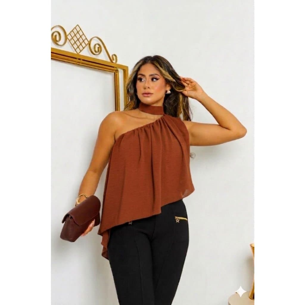 Blusa um ombro só, Blusa mula manca, Blusa assimétrica, Blusa gola alta choker, Blusa duna