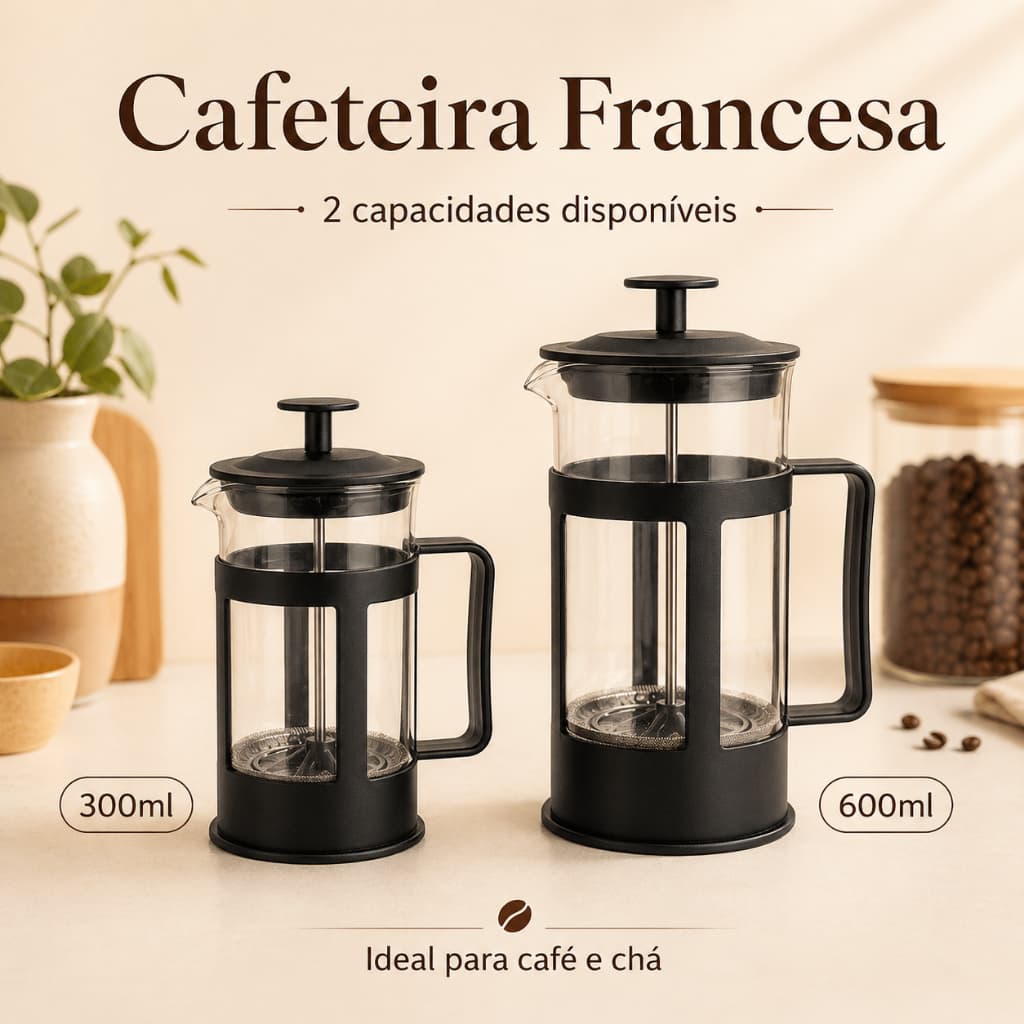 Cafeteira Prensa Francesa 600ml 300ml Cremeira Manual de Vidro Para Café leite e Chá Filtro aço inox