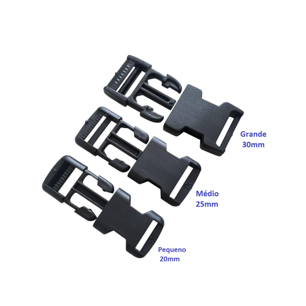 Kit 50 Fecho Engate Rápido Plástico Para Mochilas Bolsas Coleiras – 20mm 25mm 30mm