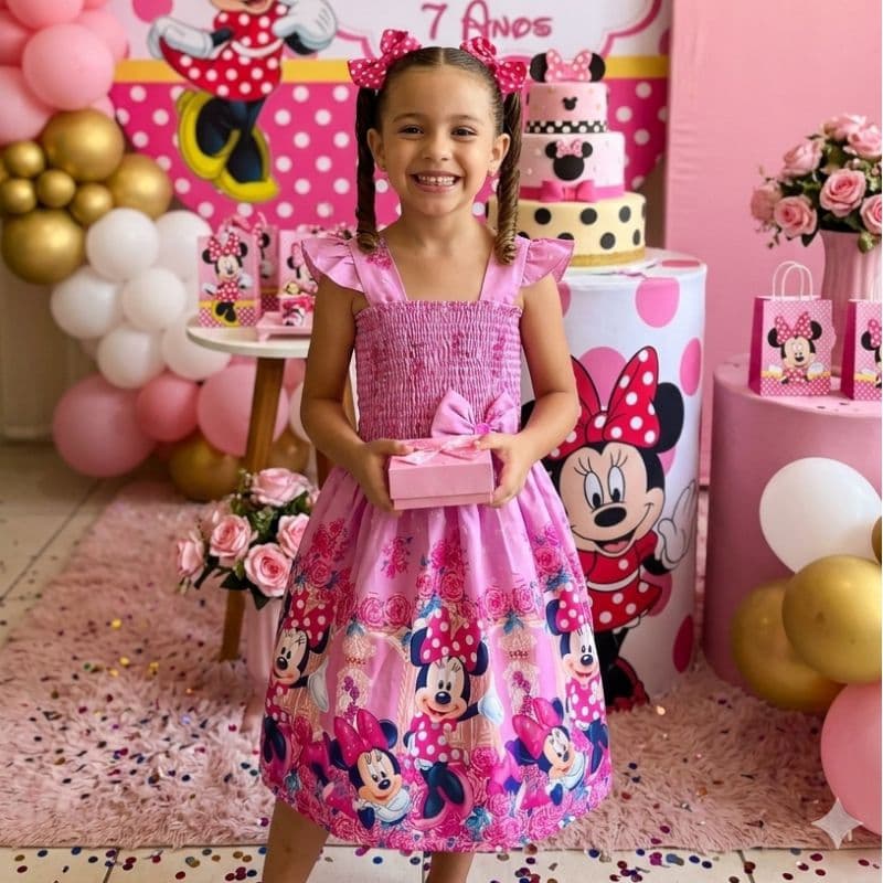 Vestido Infantil Estampados Gata Marie / Minnie Tamanhos M e G
