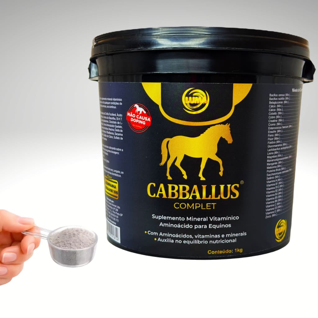 Cabballus Suplemento Para Aumentar Massa Muscular e Promover Crescimento Saudável em Equinos 1kg