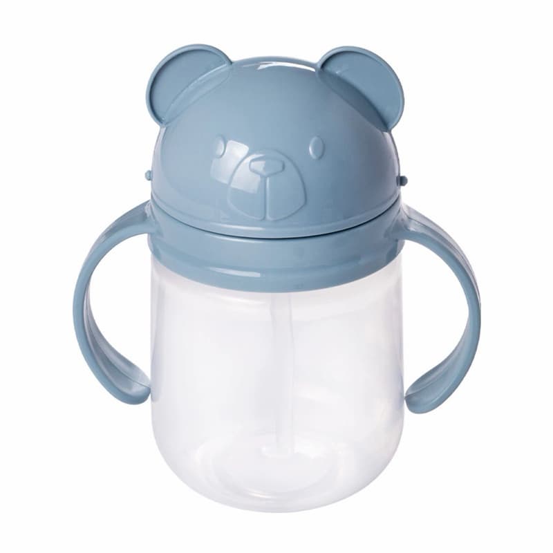 Copo Infantil Treinamento 260ml com Tampa Canudo e Alça Plástico Cores Sortidas Viagens Passeio Casa Escola Crianças
