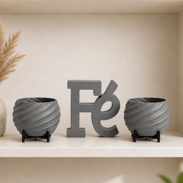 Kit Fé + Vasos Decorativos Para Flores Decoração 3D Itens Decorativos Sala Quarto Escritório
