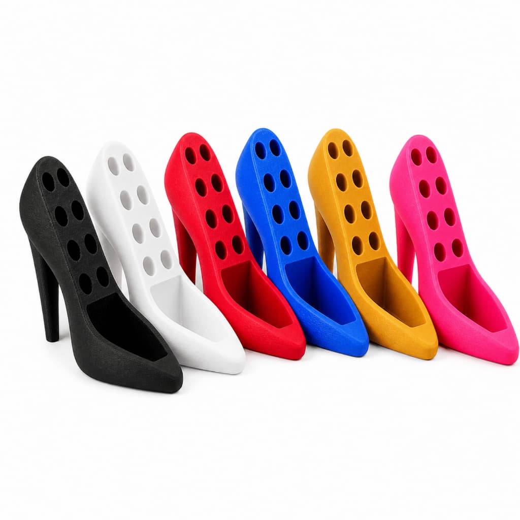 Organizador de Maquiagem em Formato de Sapato Salto Alto Porta Pinceis Batons e Lapis Decoracao Penteadeira