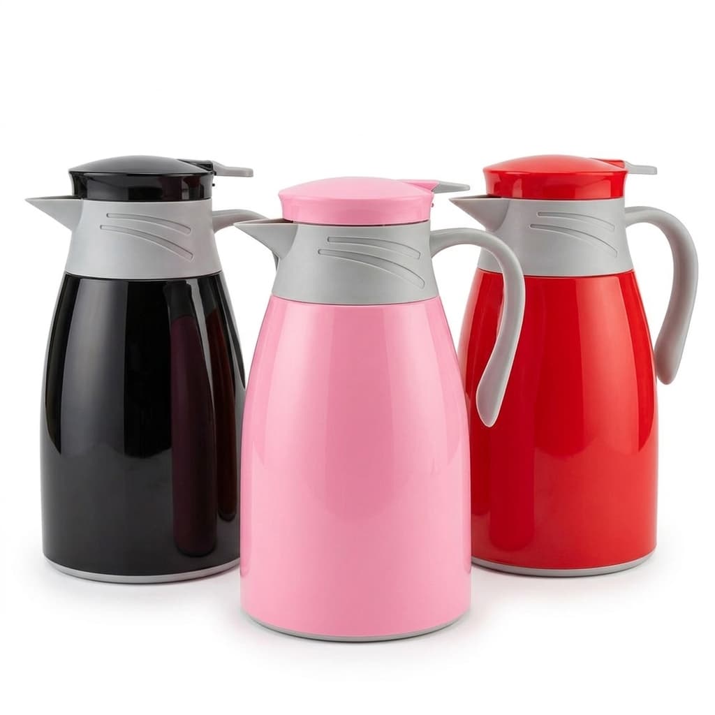 Conjunto Garrafa Térmica 1L + 4 Copos Coloridos 190ml Café Chá Cozinha Escritório Premium