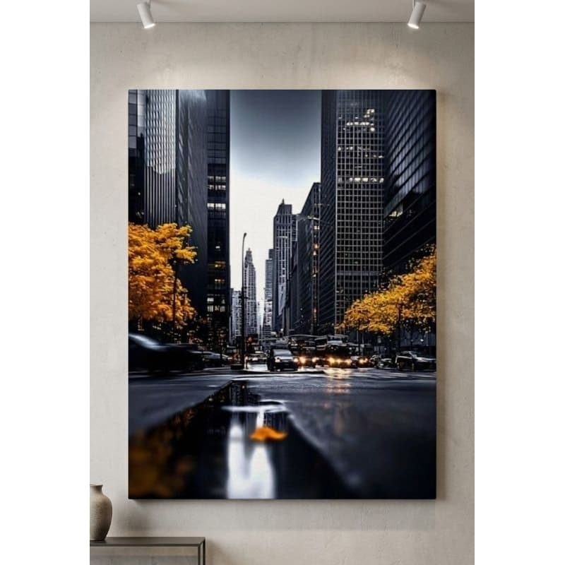 Quadro Decorativo Cidade Moderna Outono – Paisagem Urbana Elegante