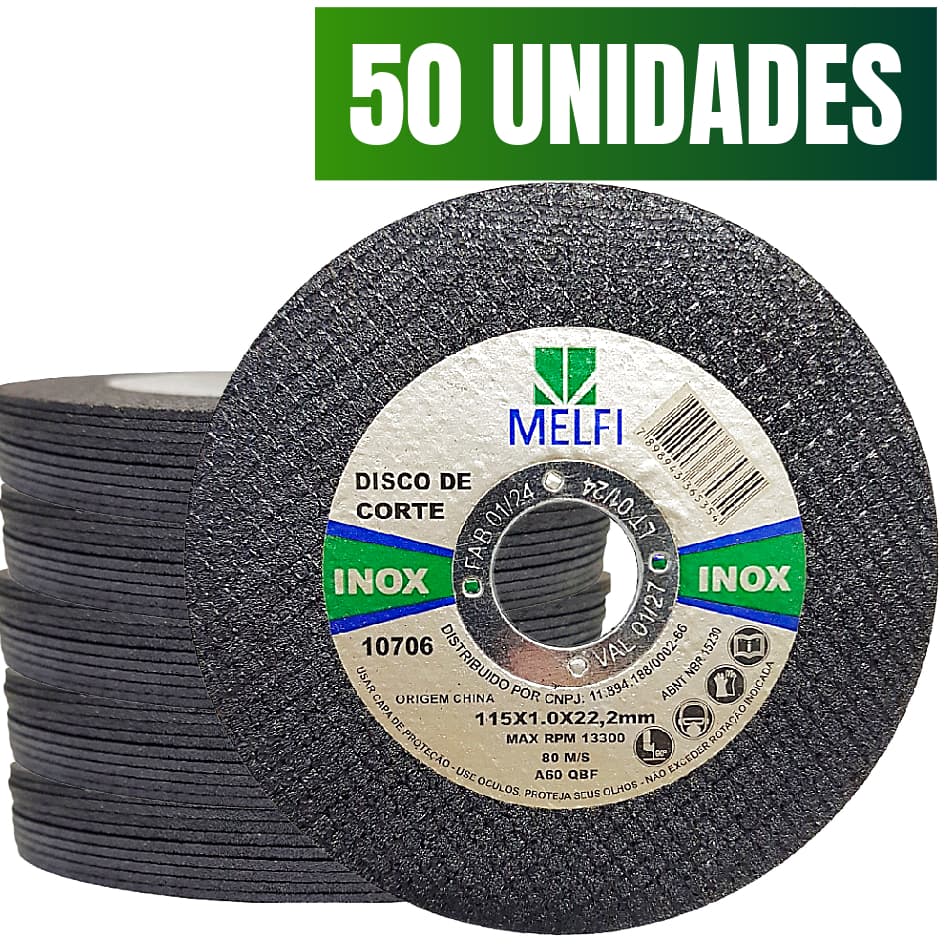 50un Disco De Corte Esmerilhadeira Inox 4.1/2 Extra Fino 1mm